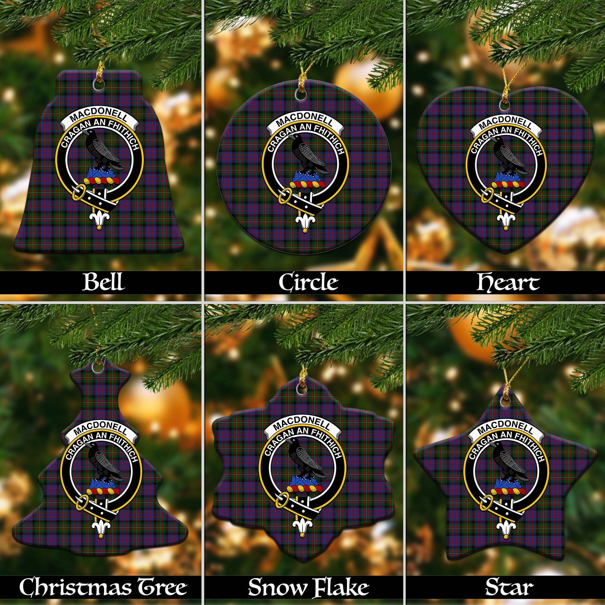 MacDonell (McDonell) Tartan Christmas Ceramic Ornaments with Family Crest Ceramic - Tartan Vibes Clothing