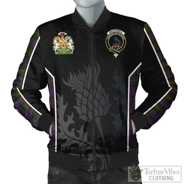 MacDonell of Glengarry Tartan Bomber Jacket with Family Crest and Scottish Thistle Vibes Sport Style