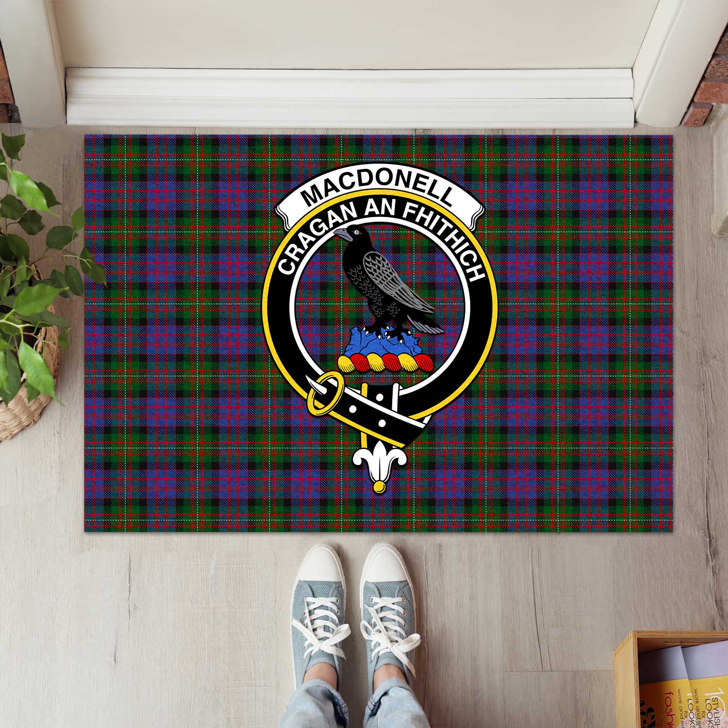 MacDonell (McDonell) Tartan Rubber Doormat with Family Crest L 60*90cm - Tartan Vibes Clothing