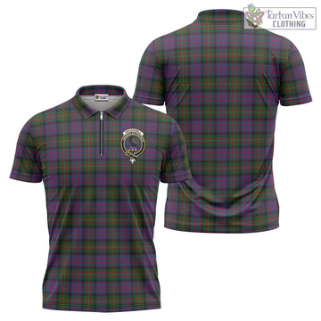 MacDonell of Glengarry Tartan Zipper Polo Shirt with Family Crest