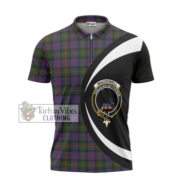 MacDonell (McDonell) Tartan Zipper Polo Shirt with Family Crest Circle Style - Tartan Vibes Clothing