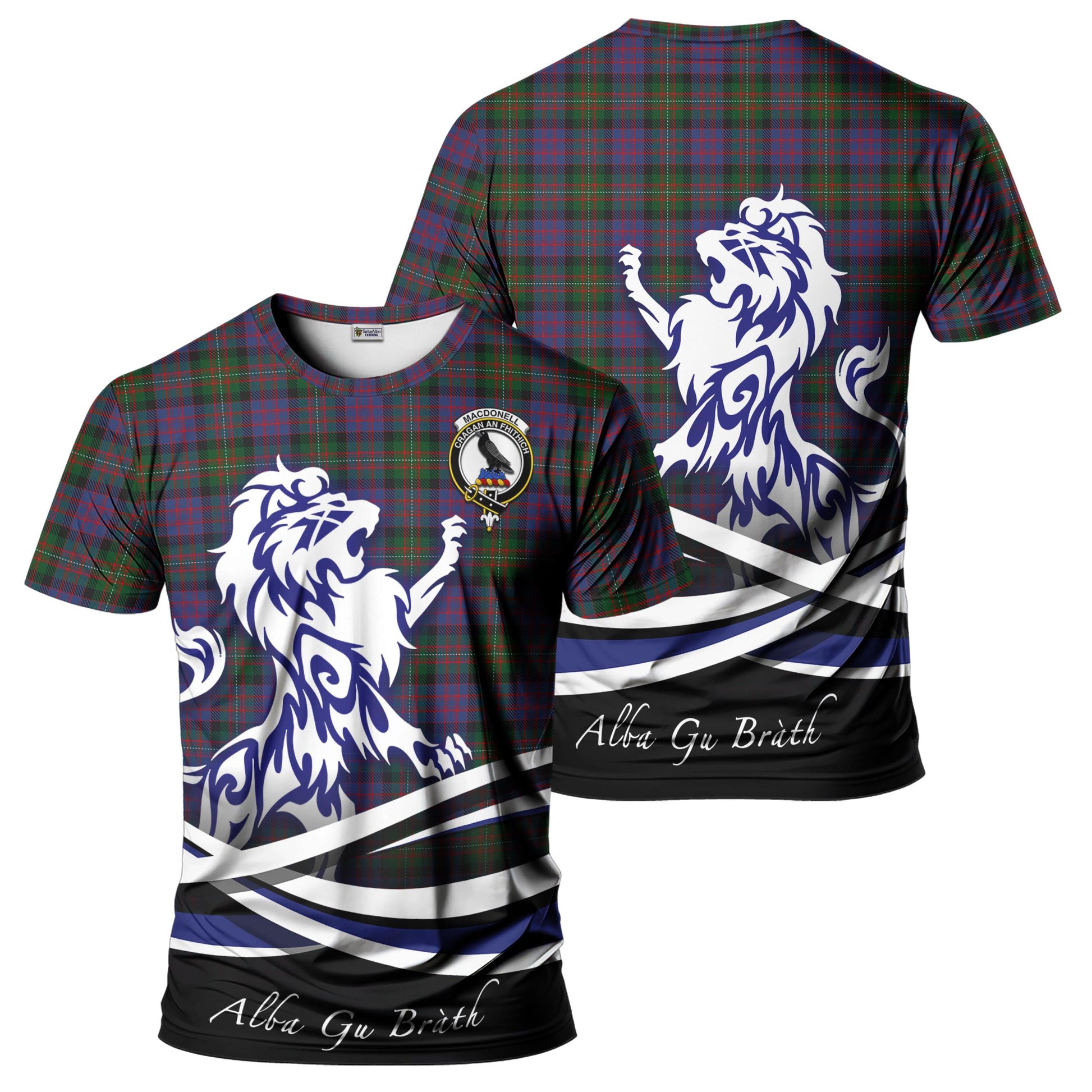 MacDonell (McDonell) Tartan T-Shirt with Alba Gu Brath Regal Lion Emblem - Tartan Vibes Clothing