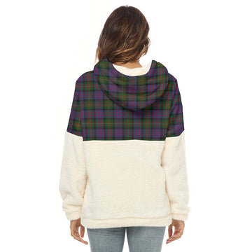 MacDonell (McDonell) Tartan Half Style Women's Borg Fleece Hoodie with Half Zip with Family Crest - Tartan Vibes Clothing