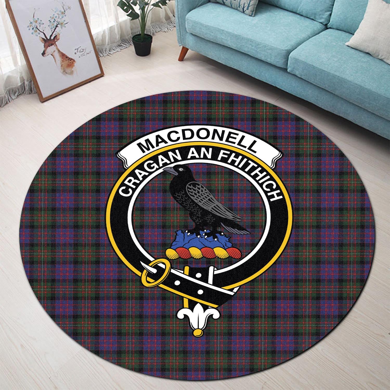 MacDonell (McDonell) Tartan Round Rug with Family Crest - Tartan Vibes Clothing