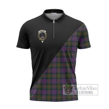 MacDonell (McDonell) Tartan Zipper Polo Shirt with Family Crest and Military Logo Style - Tartan Vibes Clothing