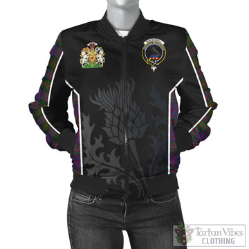 Tartan Vibes Clothing MacDonell of Glengarry Tartan Bomber Jacket with Family Crest and Scottish Thistle Vibes Sport Style