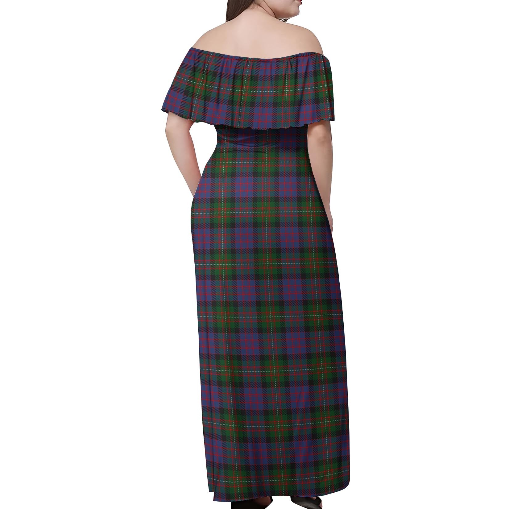 MacDonell (McDonell) Tartan Off Shoulder Long Dress - Tartan Vibes Clothing