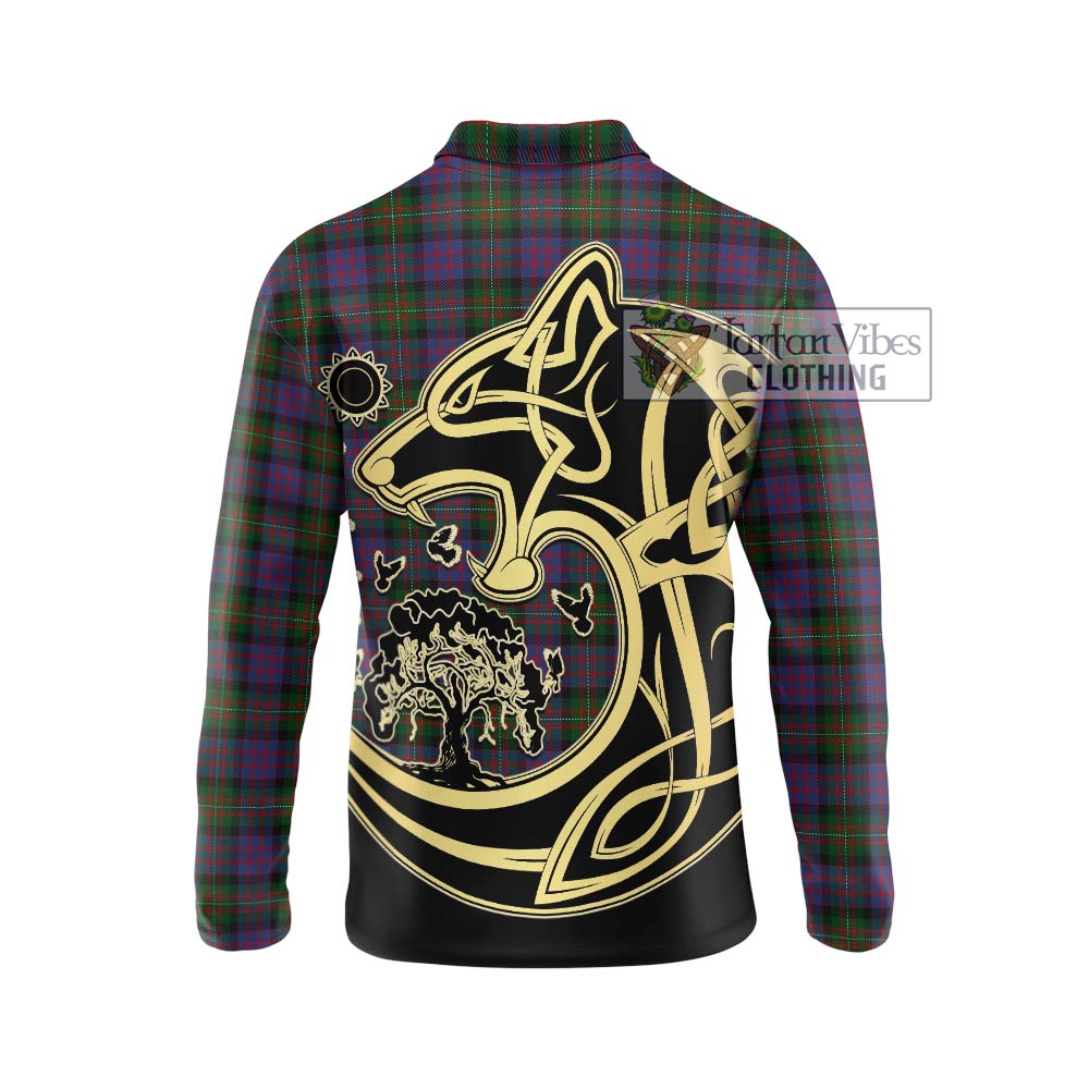 MacDonell (McDonell) Tartan Long Sleeve Polo Shirt with Family Crest Celtic Wolf Style - Tartan Vibes Clothing