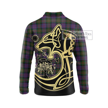 MacDonell (McDonell) Tartan Long Sleeve Polo Shirt with Family Crest Celtic Wolf Style - Tartan Vibes Clothing