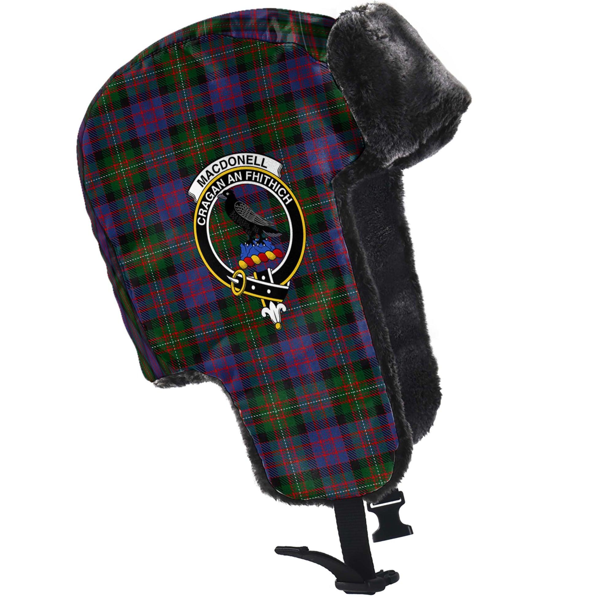MacDonell (McDonell) Tartan Winter Trapper Hat with Family Crest - Tartan Vibes Clothing