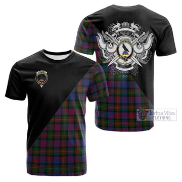 MacDonell (McDonell) Tartan Cotton T-shirt with Family Crest and Military Logo Style