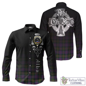 MacDonell of Glengarry Tartan Long Sleeve Button Up Featuring Alba Gu Brath Family Crest Celtic Inspired
