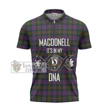 MacDonell (McDonell) Tartan Zipper Polo Shirt with Family Crest DNA In Me Style - Tartan Vibes Clothing