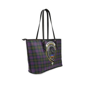 MacDonell of Glengarry Tartan Leather Tote Bag with Family Crest