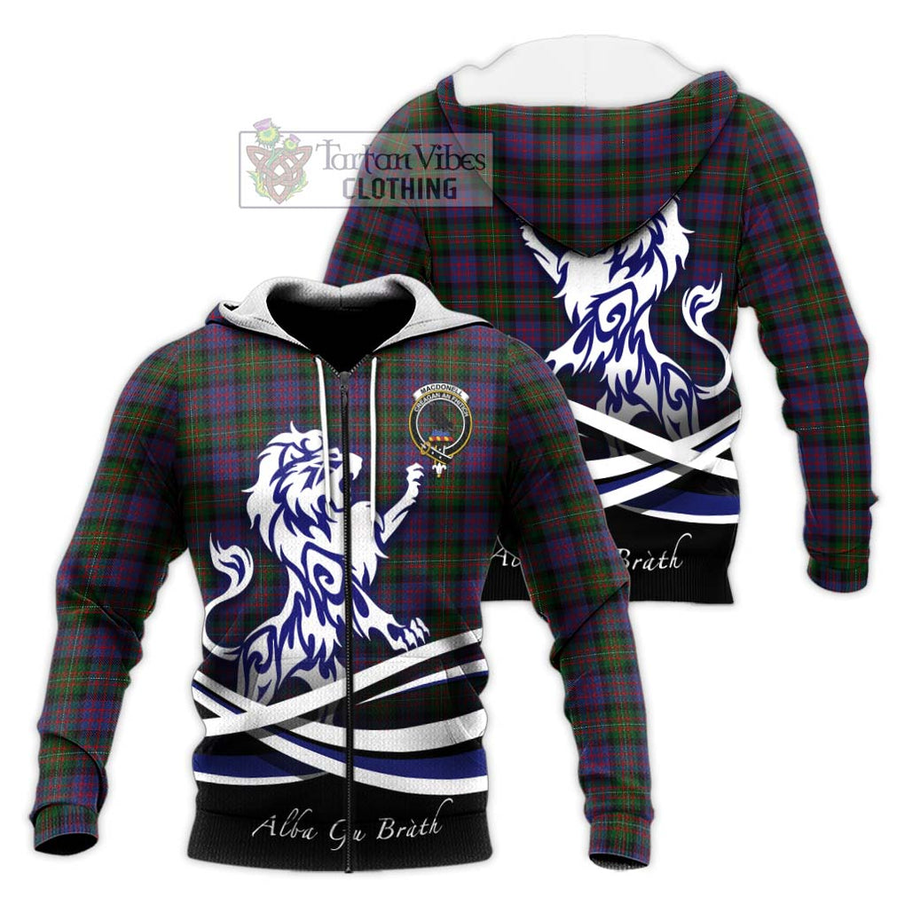 MacDonell (McDonell) Tartan Knitted Hoodie with Alba Gu Brath Regal Lion Emblem Unisex Knitted Zip Hoodie - Tartan Vibes Clothing
