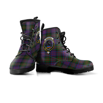 MacDonell of Glengarry Tartan Leather Boots with Family Crest