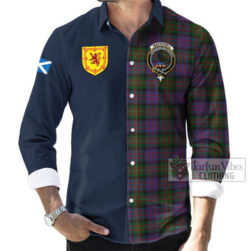 MacDonell (McDonell) Tartan Long Sleeve Button Shirt Alba with Scottish Lion Royal Arm Half Style