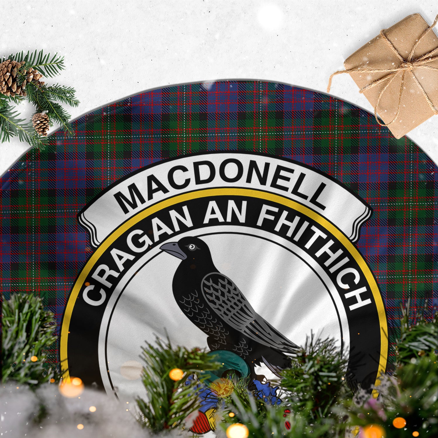 MacDonell (McDonell) Tartan Christmas Tree Skirt with Family Crest - Tartan Vibes Clothing