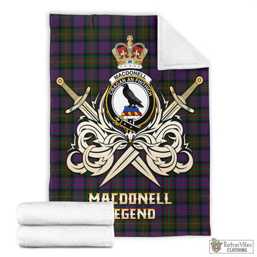 MacDonell of Glengarry Tartan Blanket with Clan Crest and the Golden Sword of Courageous Legacy