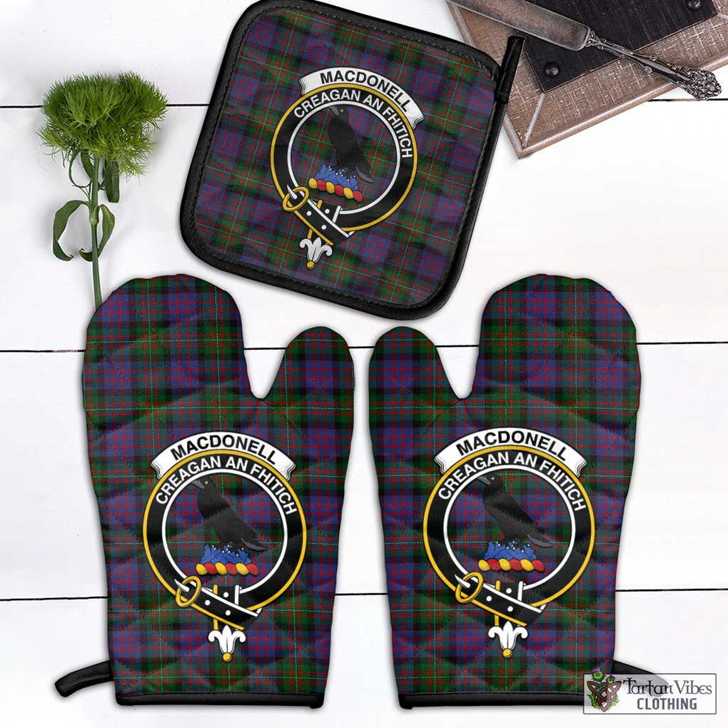 MacDonell (McDonell) Tartan Combo Oven Mitt & Pot-Holder with Family Crest Black - Tartan Vibes Clothing