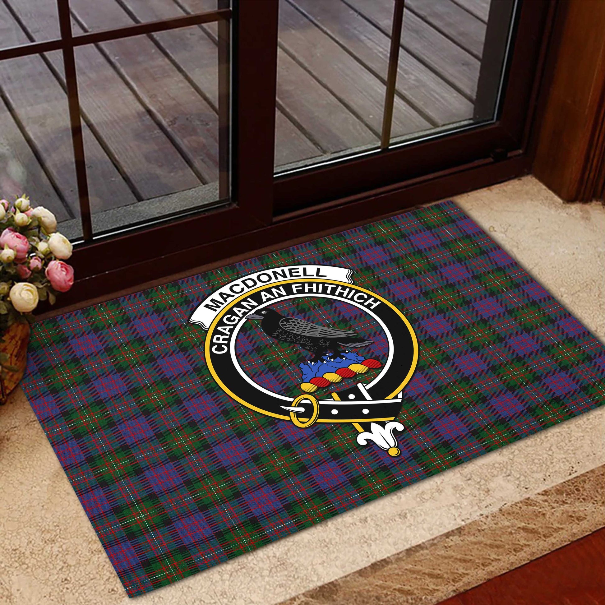 MacDonell (McDonell) Tartan Rubber Doormat with Family Crest - Tartan Vibes Clothing
