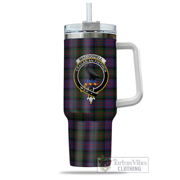 MacDonell of Glengarry Tartan and Family Crest Tumbler with Handle
