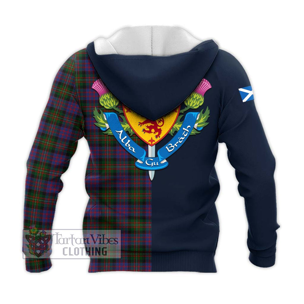 Tartan Vibes Clothing MacDonell of Glengarry Tartan Knitted Hoodie with Scottish Lion Royal Arm Half Style