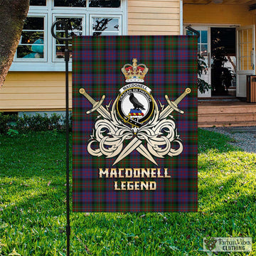 MacDonell of Glengarry Tartan Flag with Clan Crest and the Golden Sword of Courageous Legacy