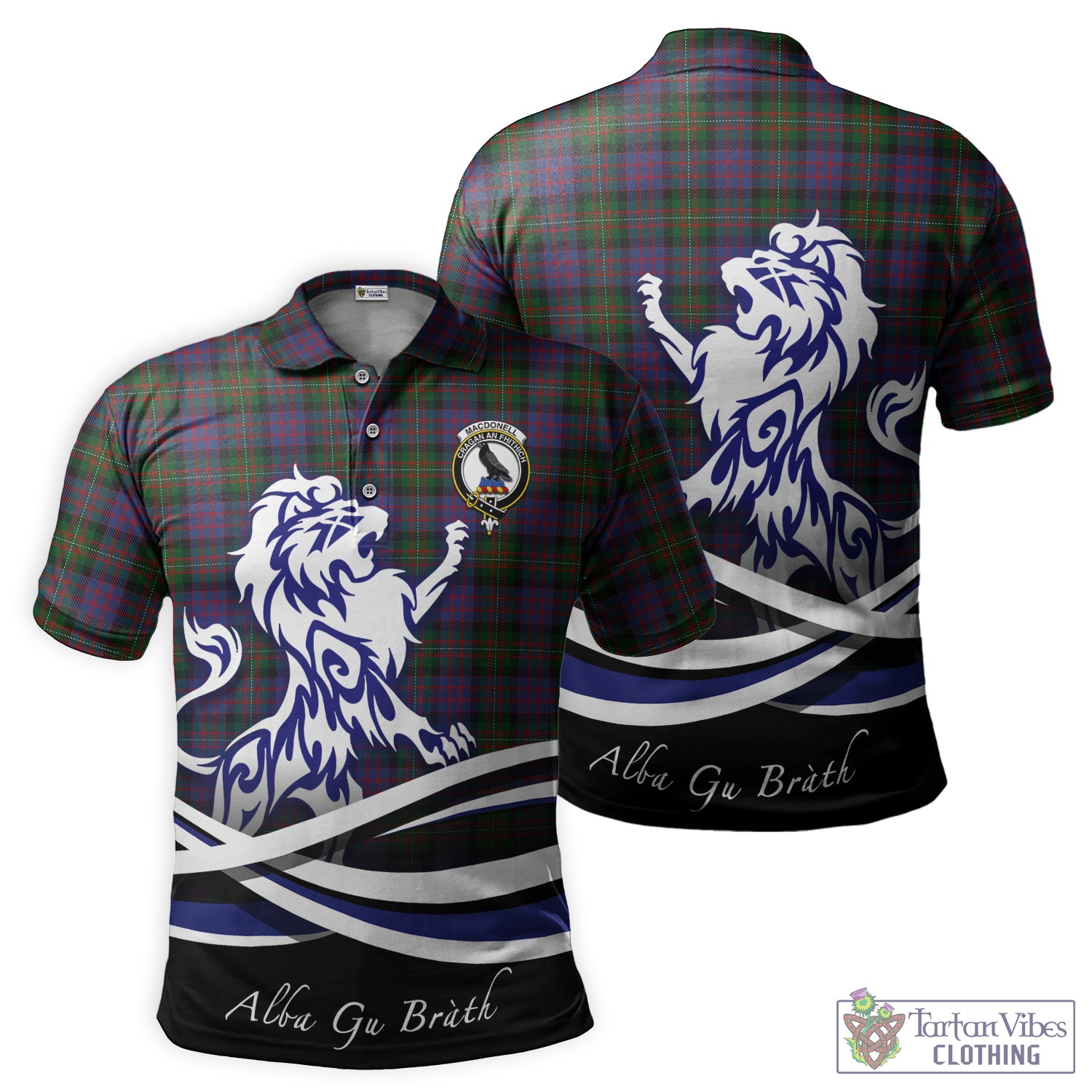 MacDonell (McDonell) Tartan Polo Shirt with Alba Gu Brath Regal Lion Emblem - Tartan Vibes Clothing