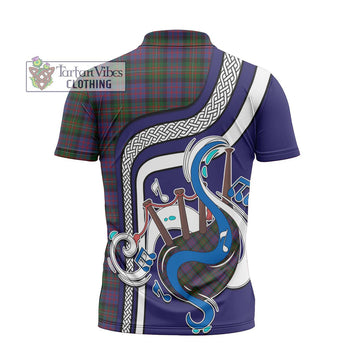 MacDonell (McDonell) Tartan Zipper Polo Shirt with Epic Bagpipe Style