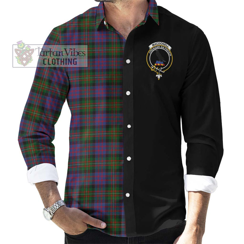 MacDonell (McDonell) Tartan Long Sleeve Button Shirt with Family Crest and Half Of Me Style - Tartanvibesclothing Shop
