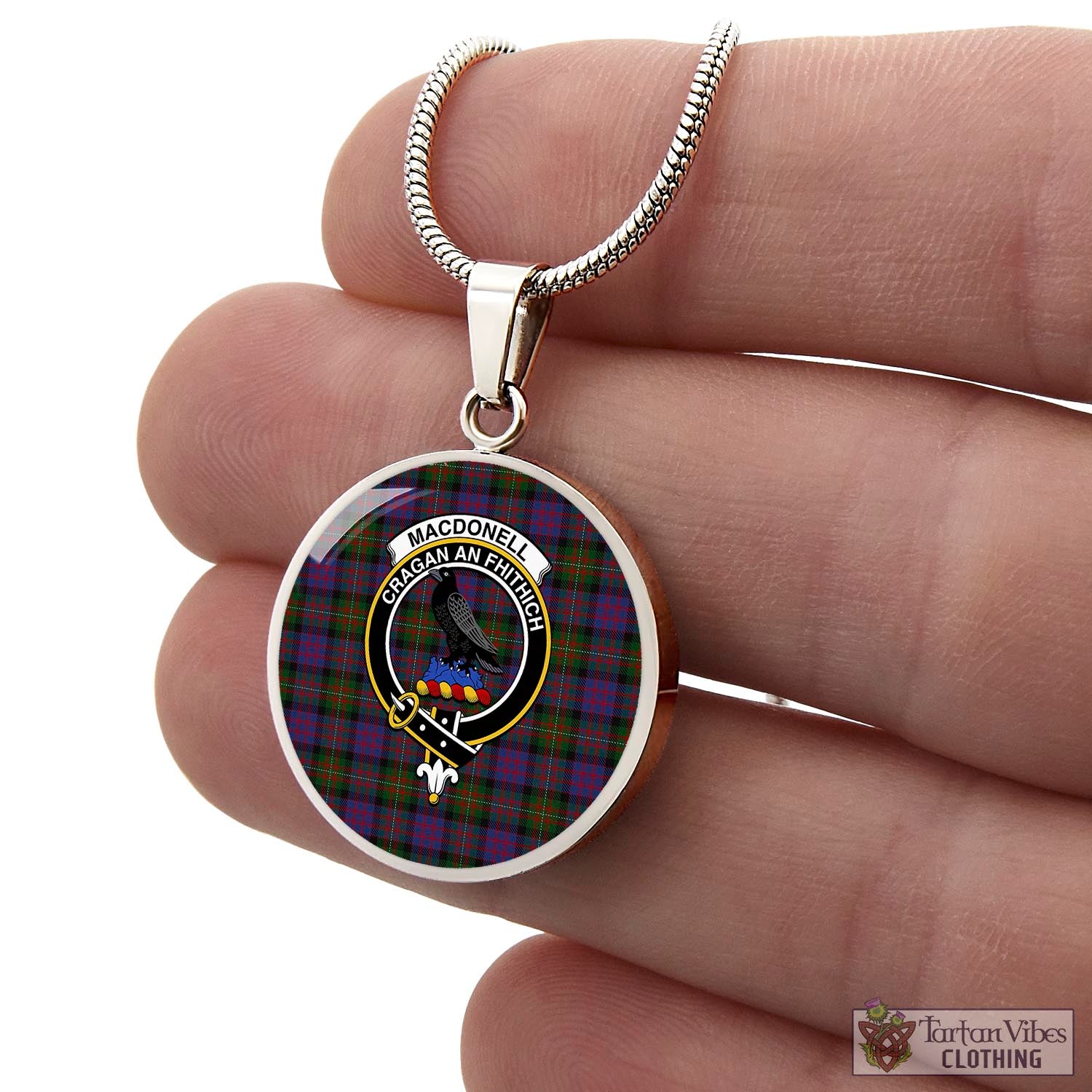 MacDonell (McDonell) Tartan Circle Necklace with Family Crest - Tartan Vibes Clothing