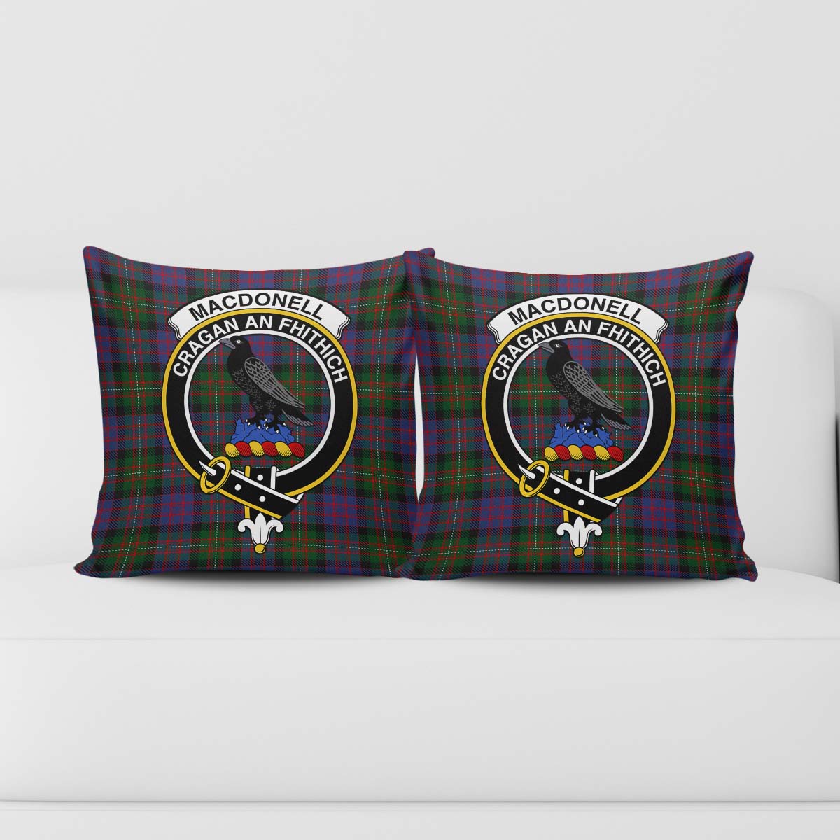 MacDonell (McDonell) Tartan Pillow Cover with Family Crest - Tartan Vibes Clothing