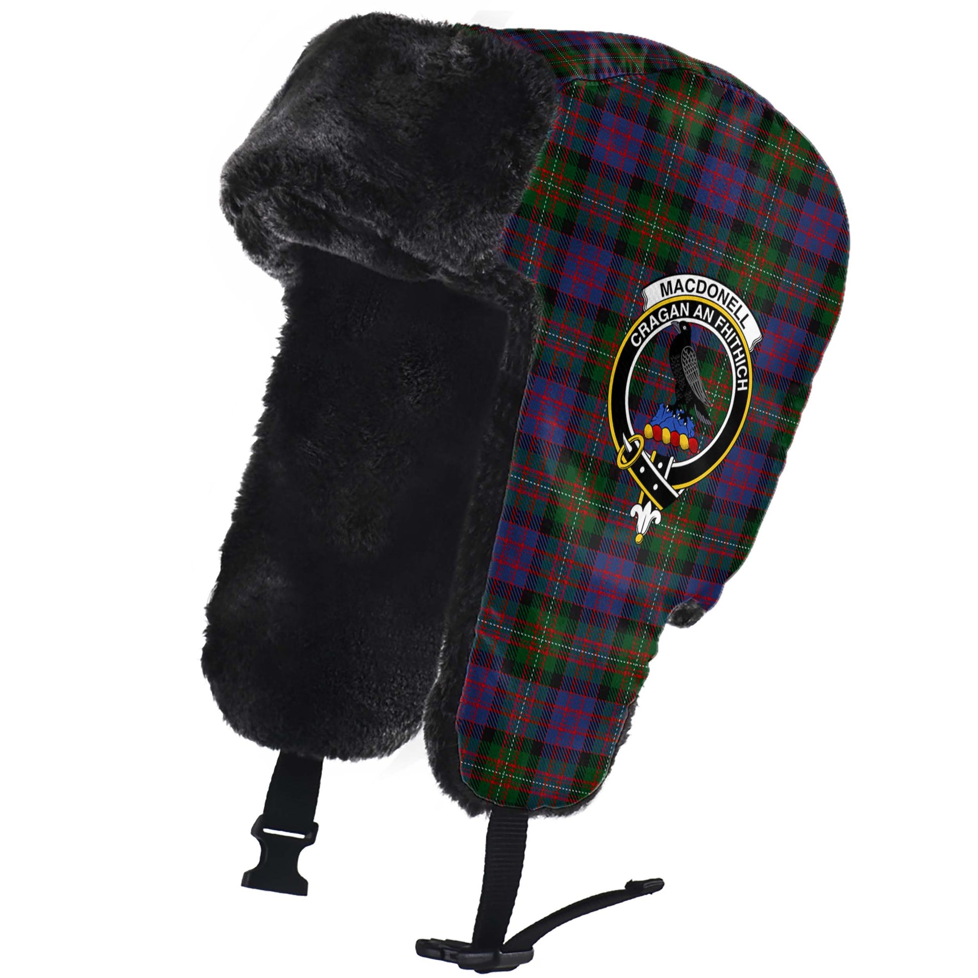 MacDonell (McDonell) Tartan Winter Trapper Hat with Family Crest - Tartan Vibes Clothing