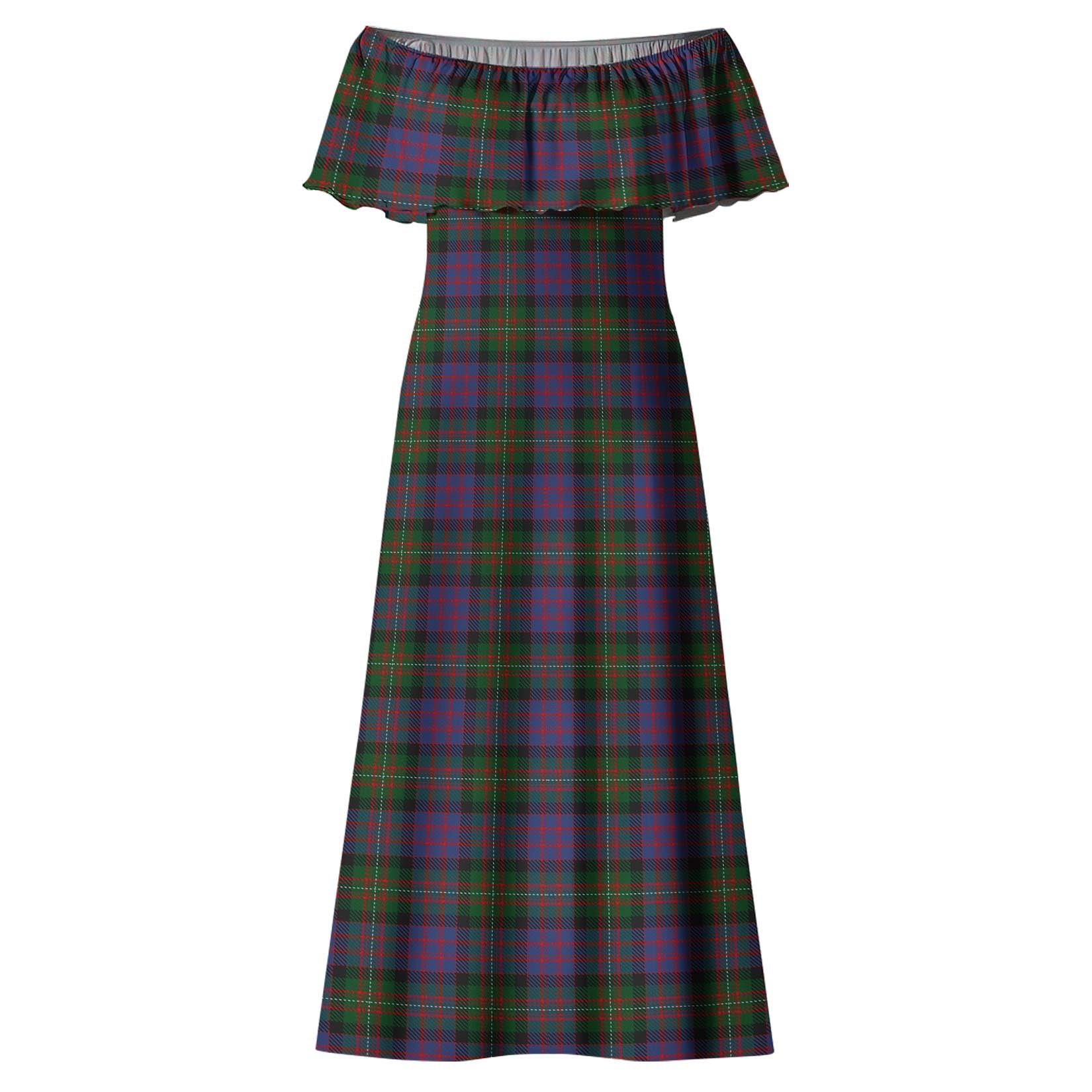 MacDonell (McDonell) Tartan Off Shoulder Long Dress - Tartan Vibes Clothing