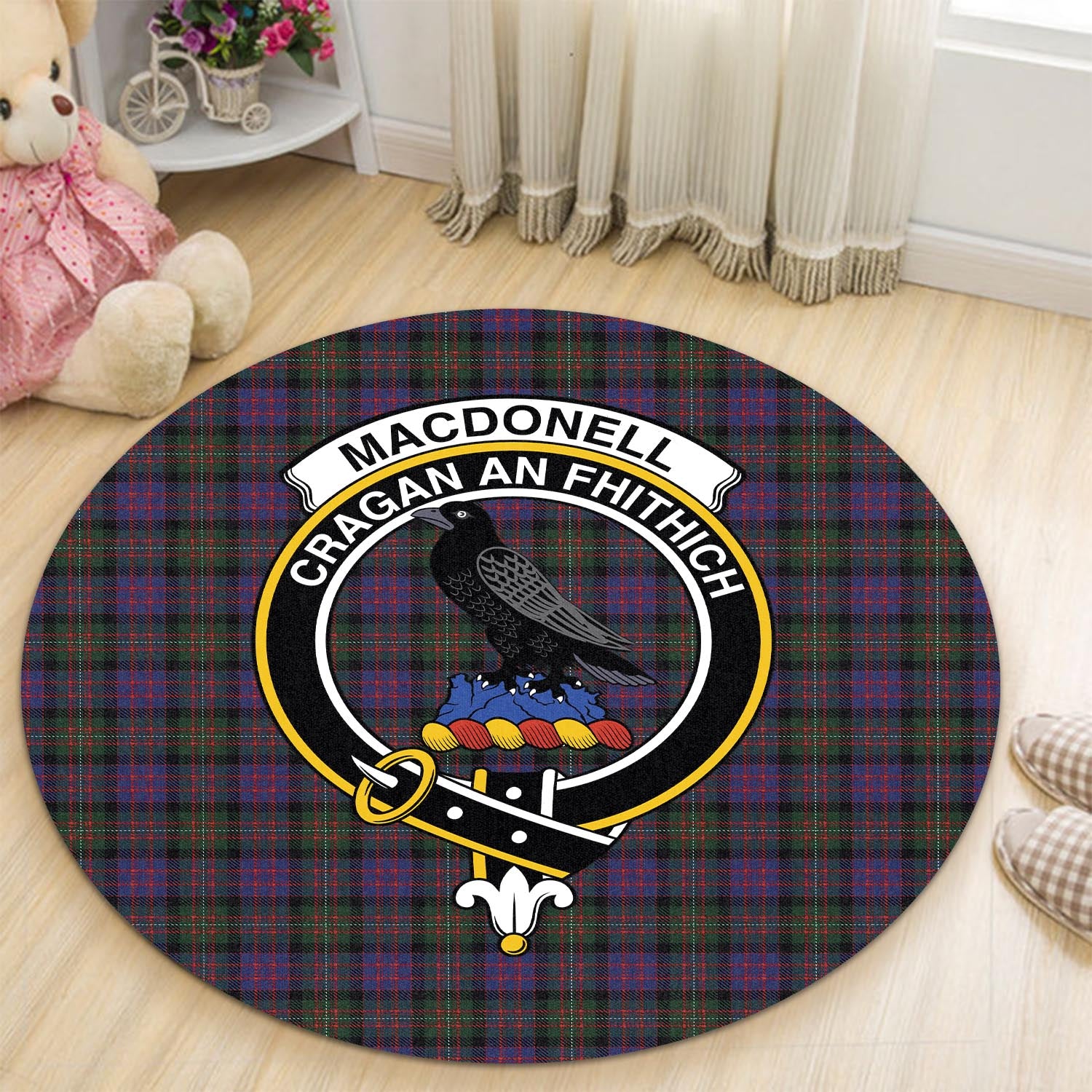 MacDonell (McDonell) Tartan Round Rug with Family Crest - Tartan Vibes Clothing