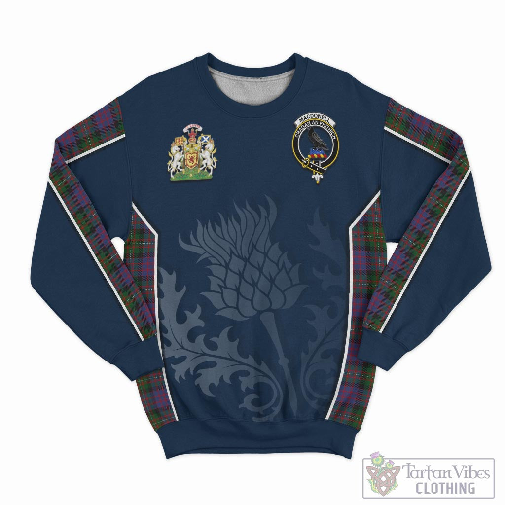 MacDonell (McDonell) Tartan Sweatshirt with Family Crest and Scottish Thistle Vibes Sport Style - Tartan Vibes Clothing