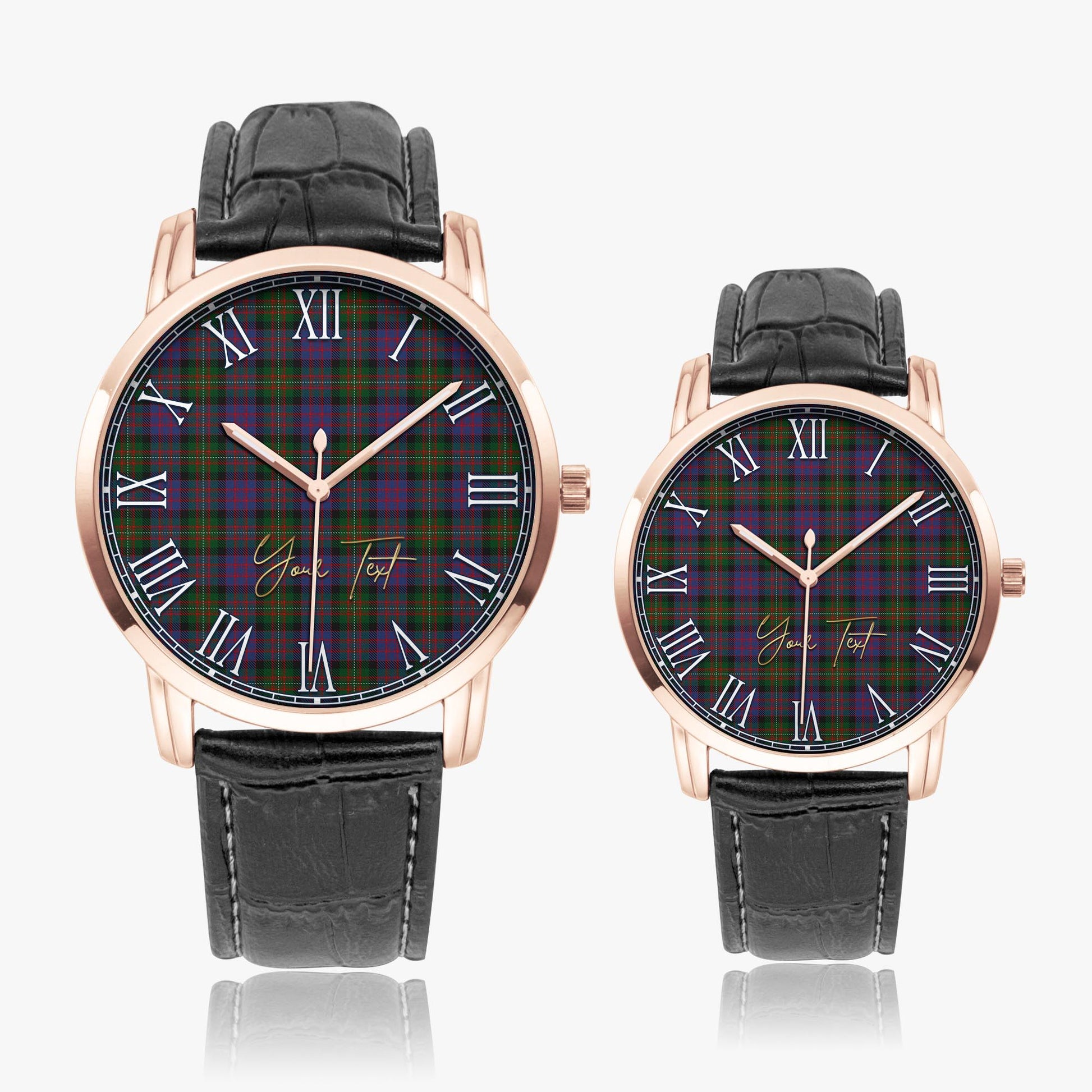 MacDonell (McDonell) Tartan Personalized Your Text Leather Trap Quartz Watch - Tartan Vibes Clothing