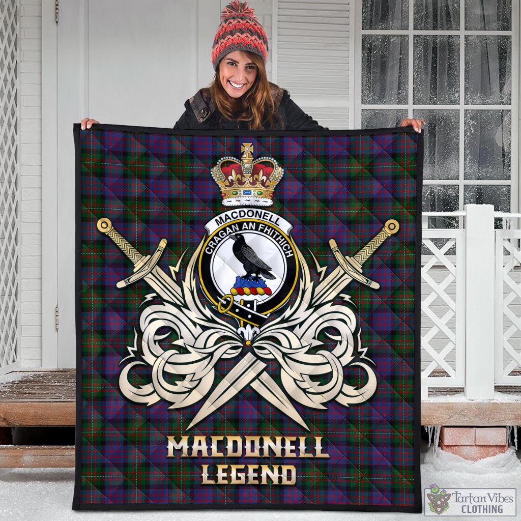 Tartan Vibes Clothing MacDonell of Glengarry Tartan Quilt with Clan Crest and the Golden Sword of Courageous Legacy