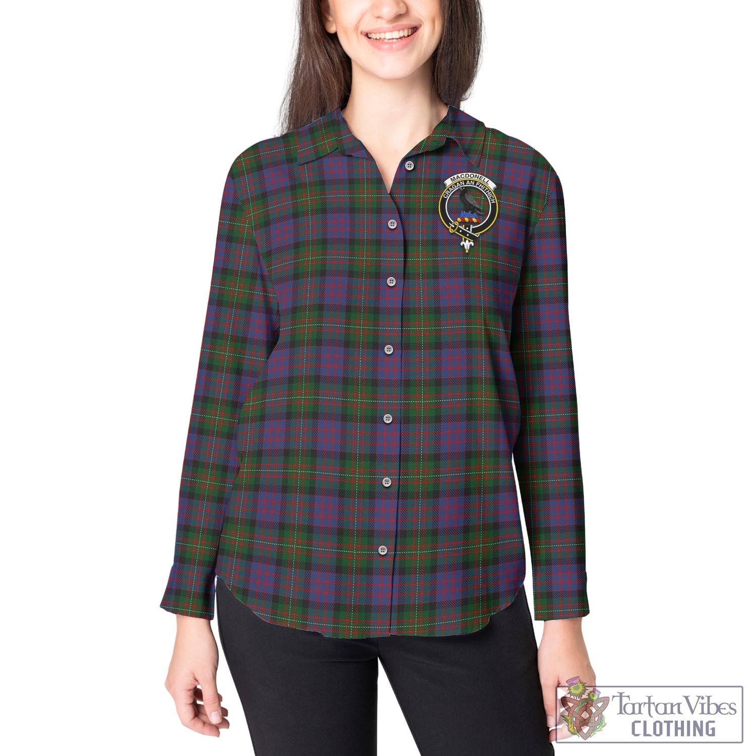 MacDonell (McDonell) Tartan Women's Casual Shirt with Family Crest - Tartan Vibes Clothing
