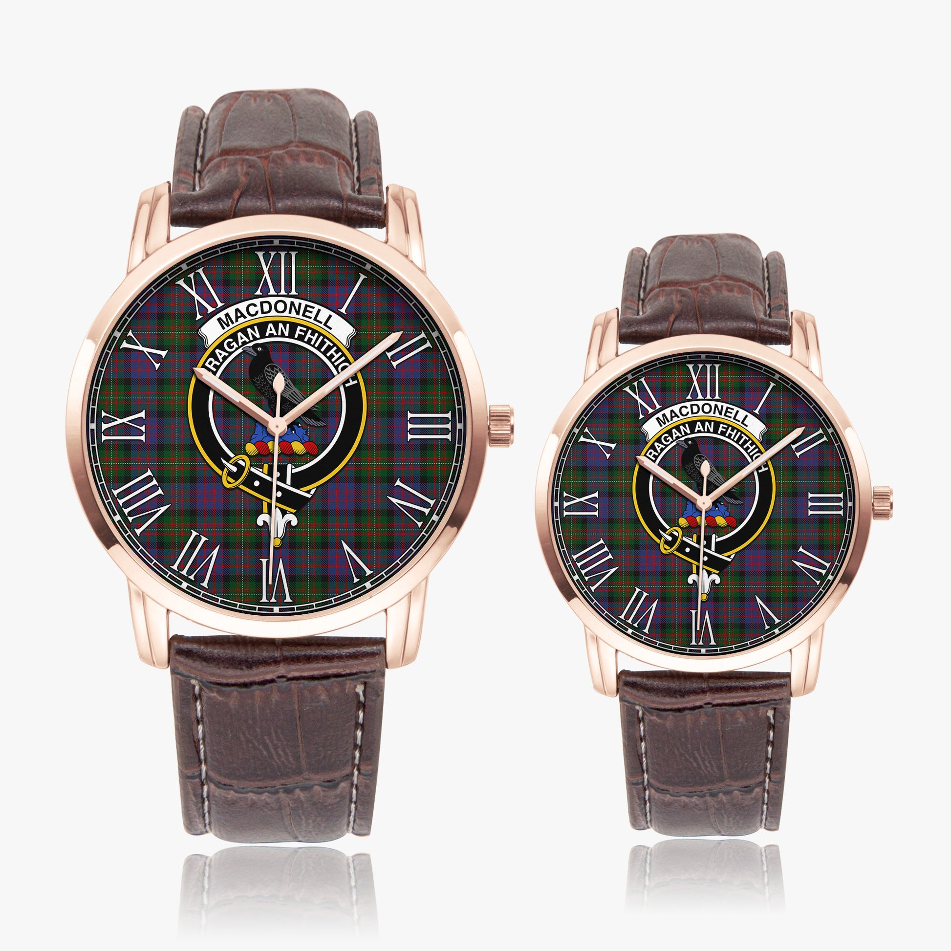 MacDonell (McDonell) Tartan Family Crest Leather Strap Quartz Watch - Tartan Vibes Clothing