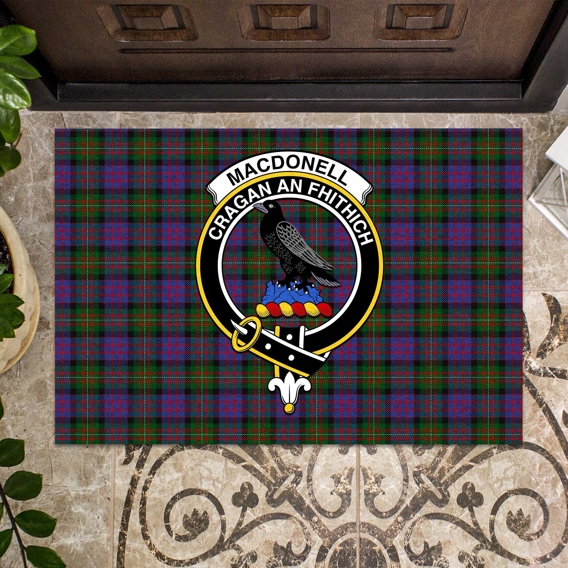 MacDonell (McDonell) Tartan Rubber Doormat with Family Crest - Tartan Vibes Clothing