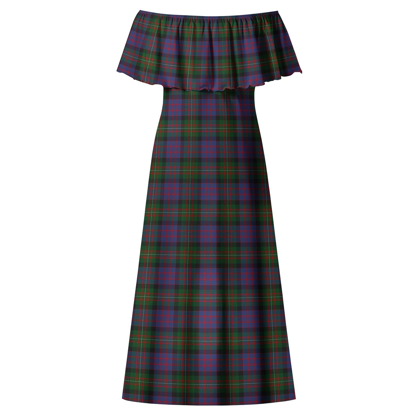 MacDonell (McDonell) Tartan Off Shoulder Long Dress - Tartan Vibes Clothing