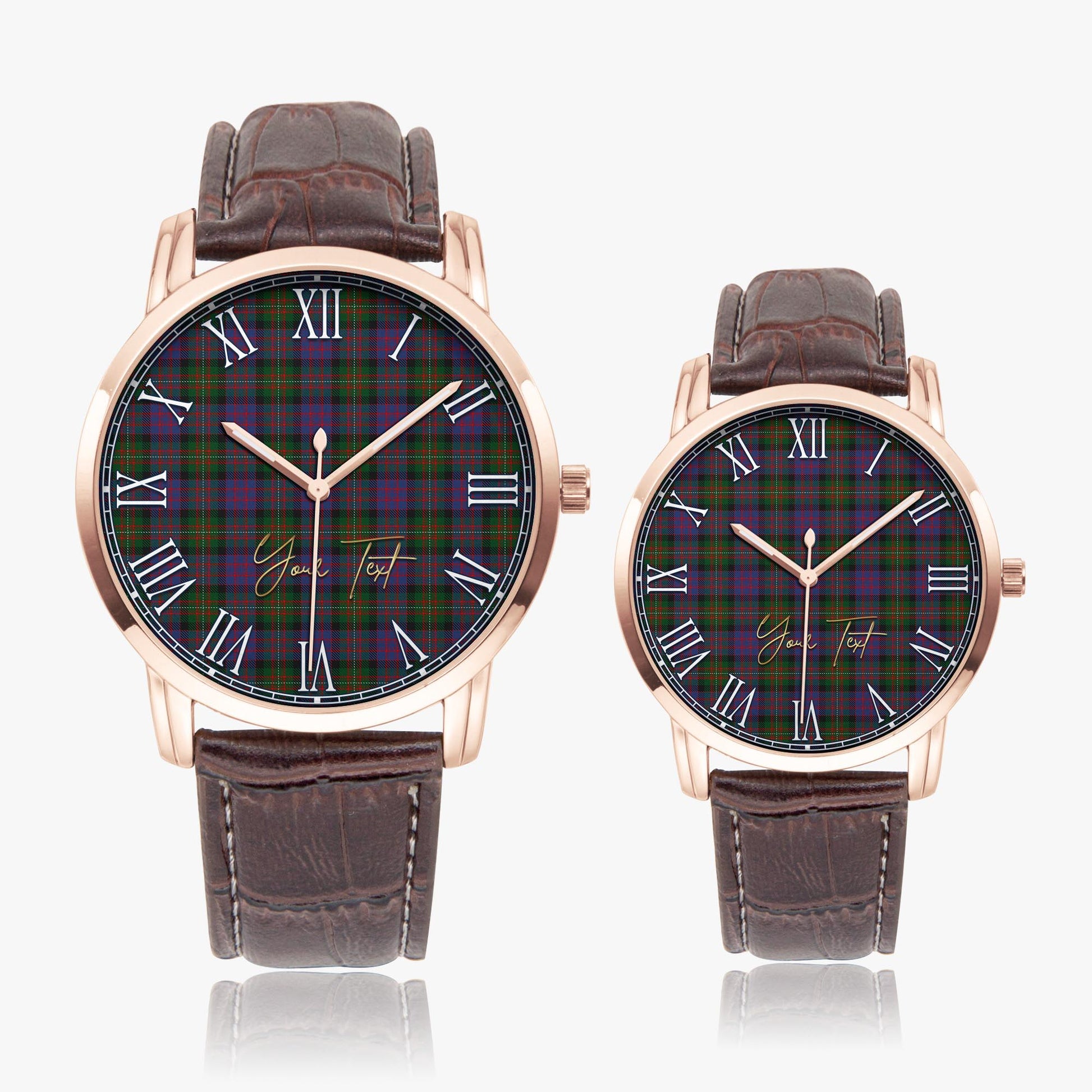 MacDonell (McDonell) Tartan Personalized Your Text Leather Trap Quartz Watch - Tartan Vibes Clothing