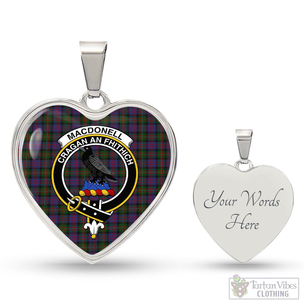 MacDonell (McDonell) Tartan Heart Necklace with Family Crest Luxury Necklace (Silver) Yes - Tartan Vibes Clothing