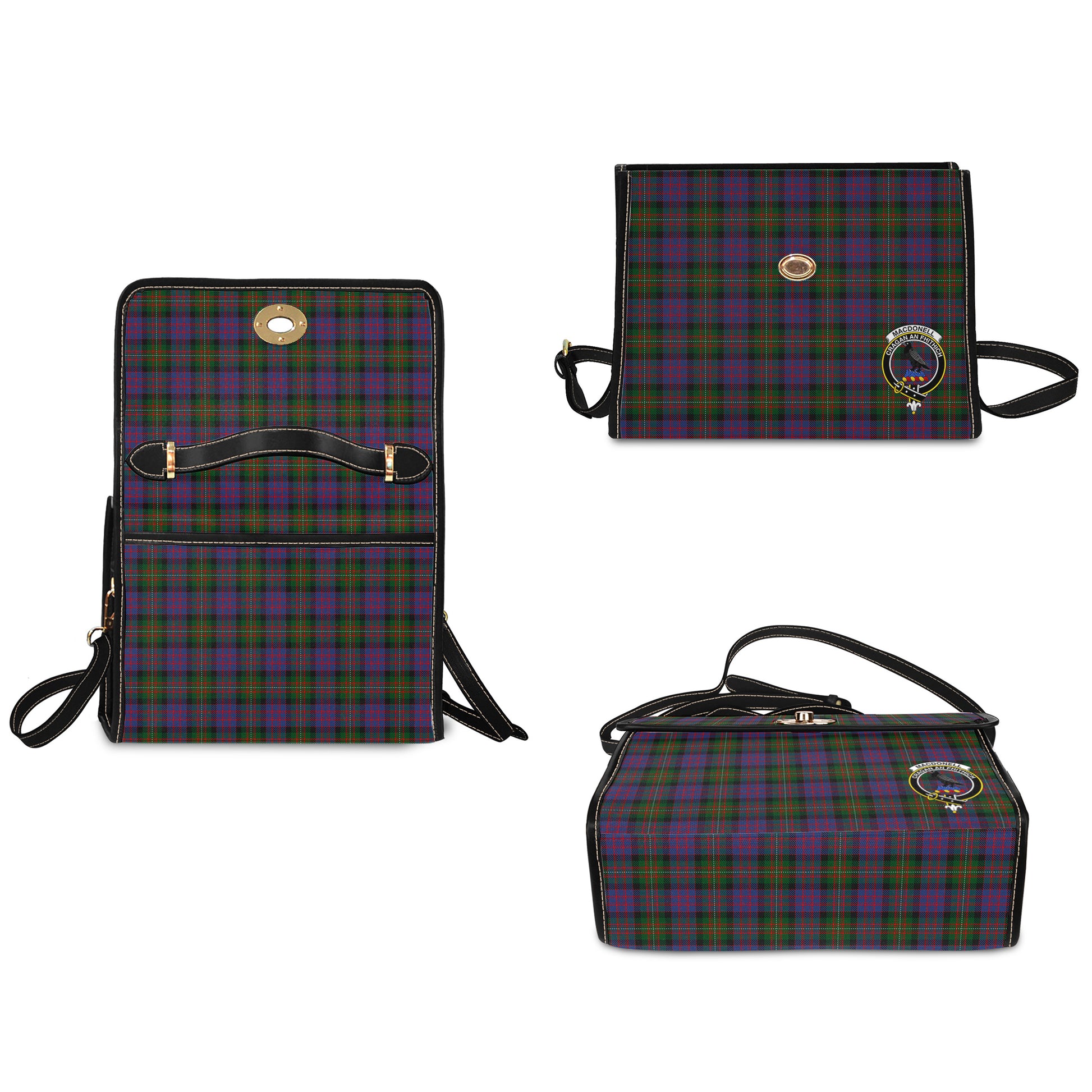 macdonell-of-glengarry-tartan-leather-strap-waterproof-canvas-bag-with-family-crest