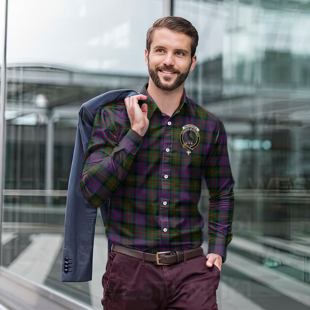 MacDonell (McDonell) Tartan Long Sleeve Button Up Shirt with Family Crest - Tartan Vibes Clothing
