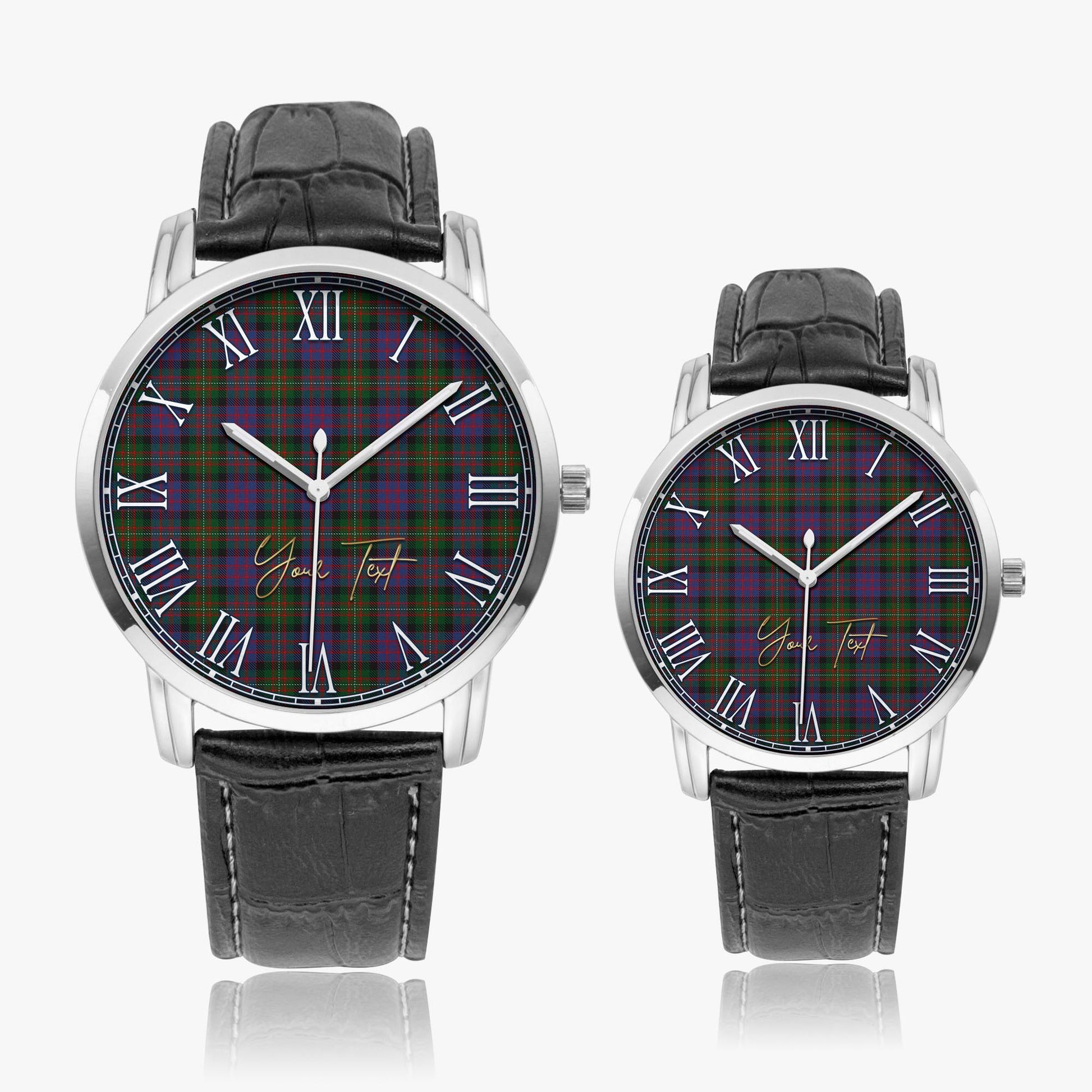 MacDonell (McDonell) Tartan Personalized Your Text Leather Trap Quartz Watch - Tartan Vibes Clothing