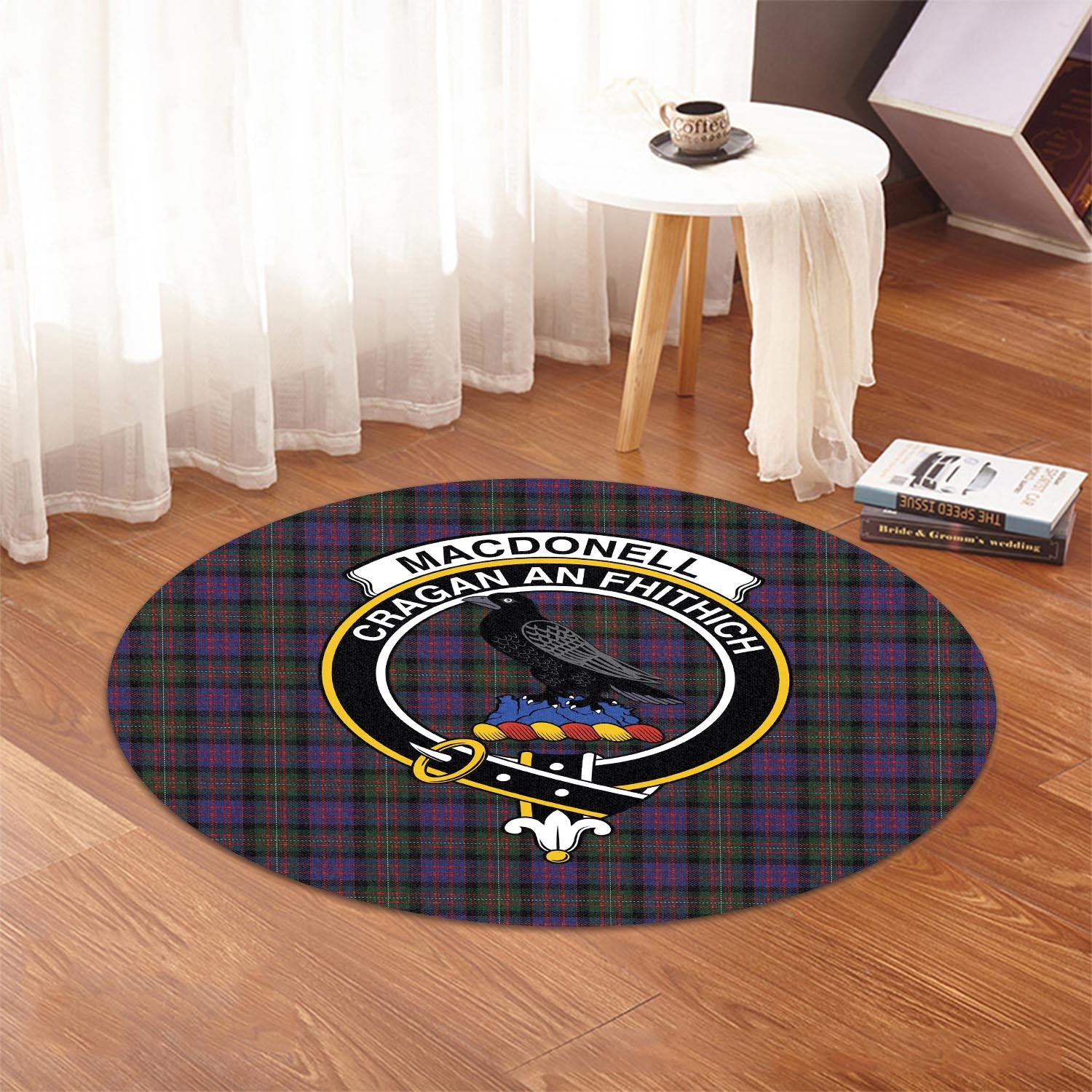 MacDonell (McDonell) Tartan Round Rug with Family Crest - Tartan Vibes Clothing
