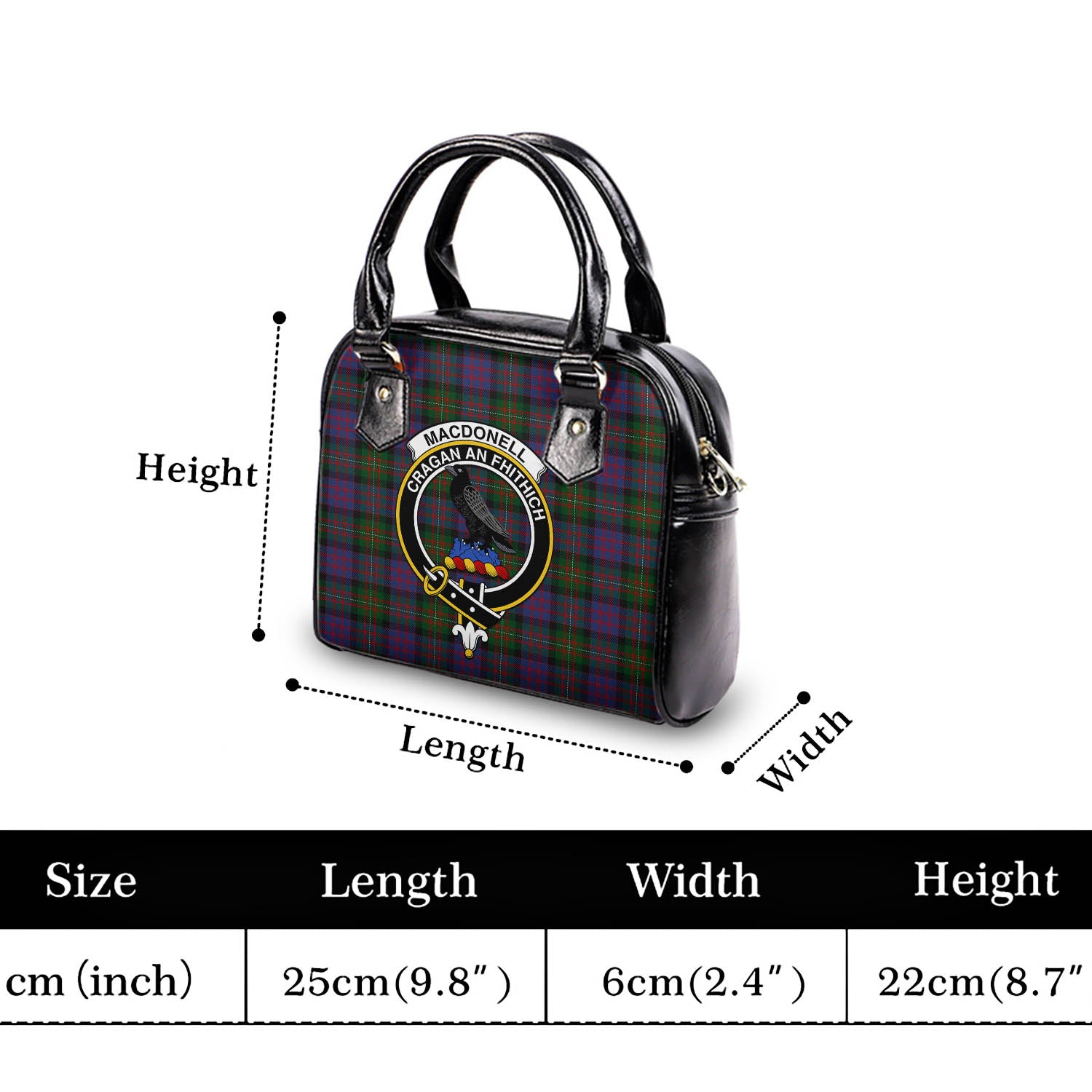 MacDonell (McDonell) Tartan Shoulder Handbags with Family Crest - Tartan Vibes Clothing